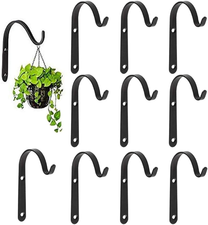 Set of 10 Hanging Basket Bracket Hooks Iron Wall Hanging Hooks Curved Up Plant Hook for Hanging Bird Feeders, Lanterns (2.8 * 1.6inches)